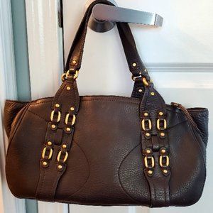 Cole Haan Leather Shoulder Bag Dark Chocolate